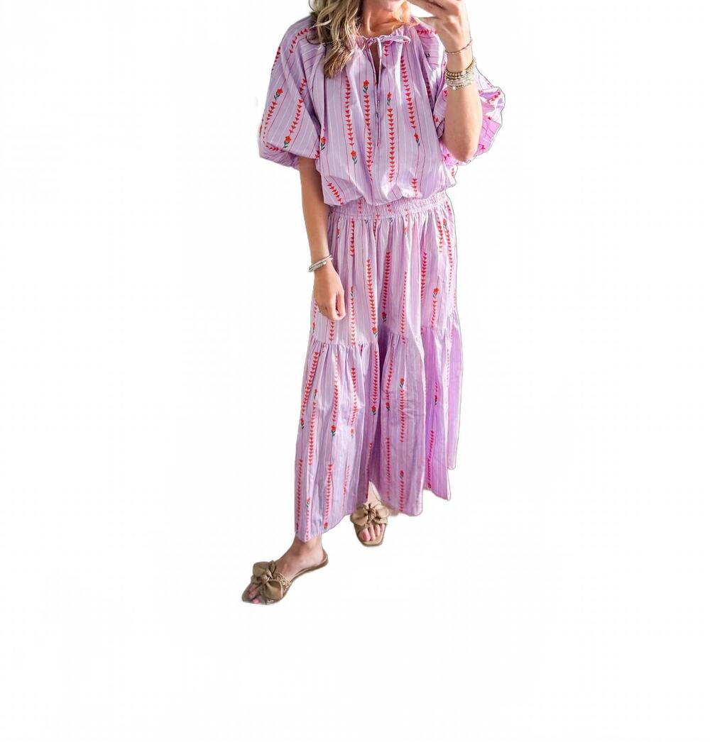 NEW ADRIENNE tatum smocked maxi skirt in purpl